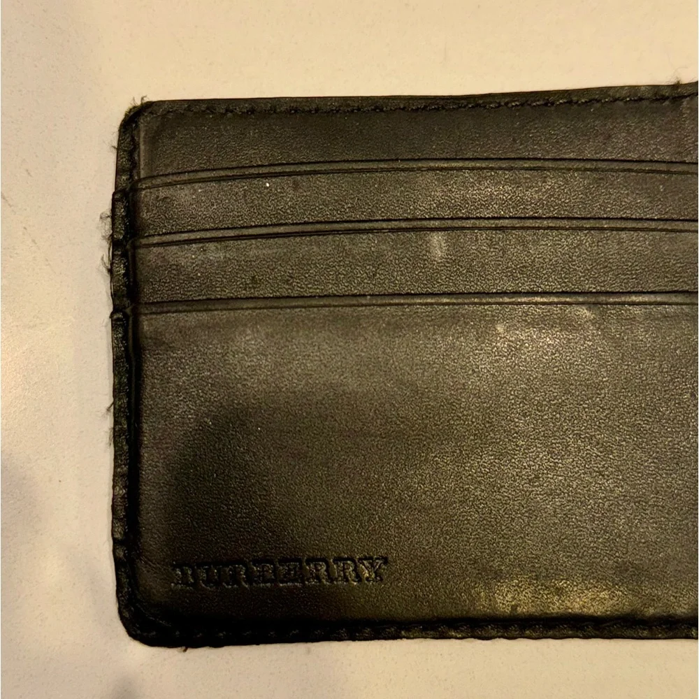 Burberry check print mens thin clip wallet
